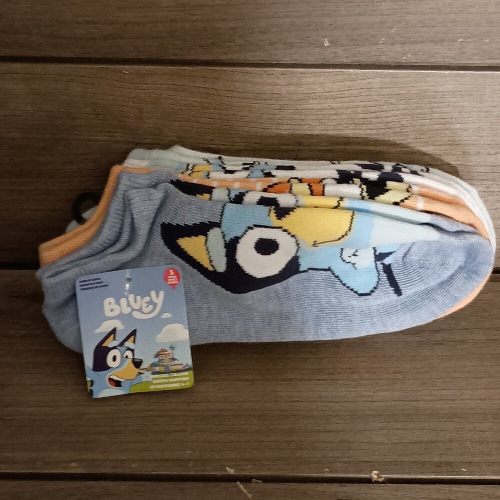 Bluey Ankle Socks 5 Pair Shoes Size 4-7 Brand New with Tags